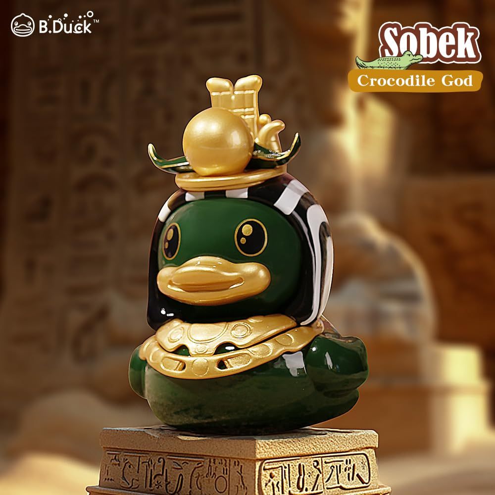 B.Duck x British Museum Blind Box, Egyptian God Collectible Duck Figurines Series,Home Decorations, Holiday Birthday Gifts (B.Duck x Bastet Series, Single Box)