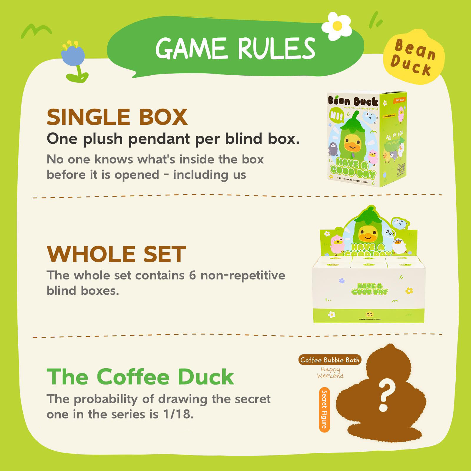 Bean Duck 'Have A Good Day' Plush Keychain Blind Box