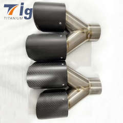 Black Carbon + Titanium Exhaust Tip Dual Pipe Muffler Trim L+R