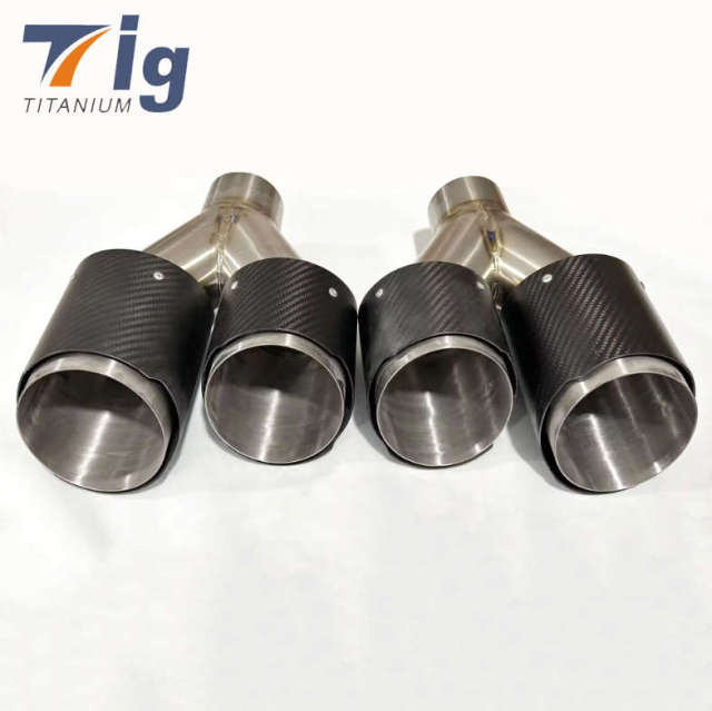 Pair Fit for Akrapovic Real Carbon Fiber Car Exhaust Tip Dual Pipes End