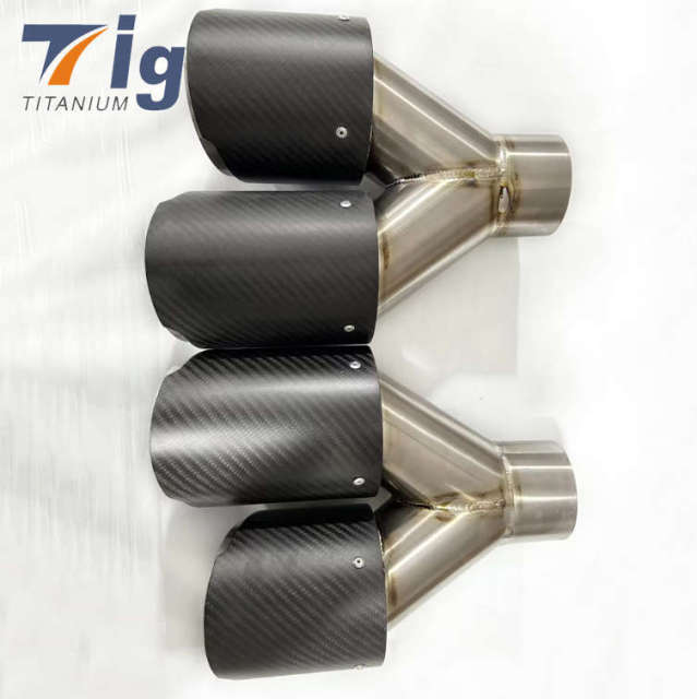 Pair Fit for Akrapovic Real Carbon Fiber Car Exhaust Tip Dual Pipes End