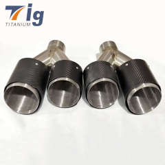 Black Carbon + Titanium Exhaust Tip Dual Pipe Muffler Trim L+R