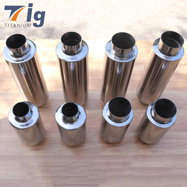 Titanium Round Mufflers with Exhaust Tip 3 inch inlet 3 inch outlet