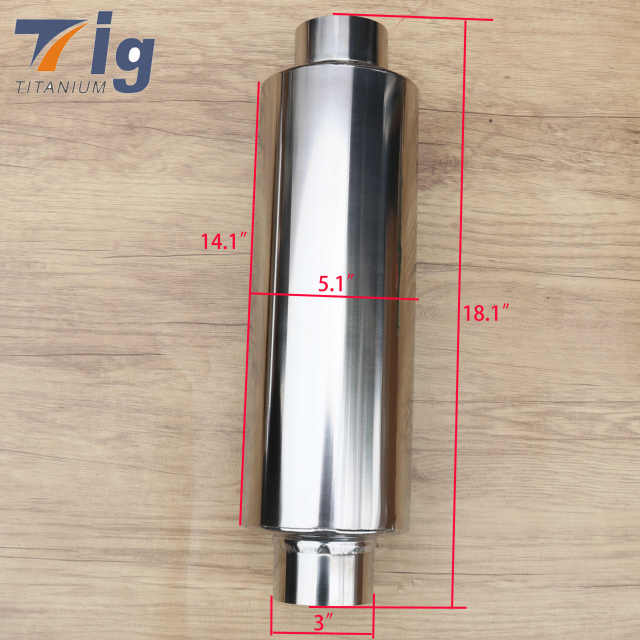 Titanium Round Mufflers with Exhaust Tip 3 inch inlet 3 inch outlet