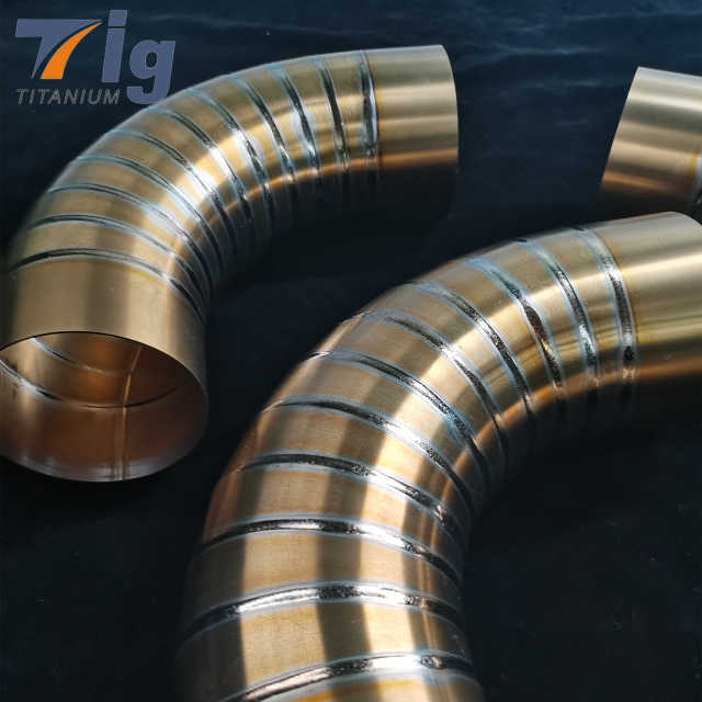 Titanium 1.0mm 1.75" 3" 4" Pre-welded Pie Cuts 1.5D Radius golden Colored (6pcs for 90* bend)