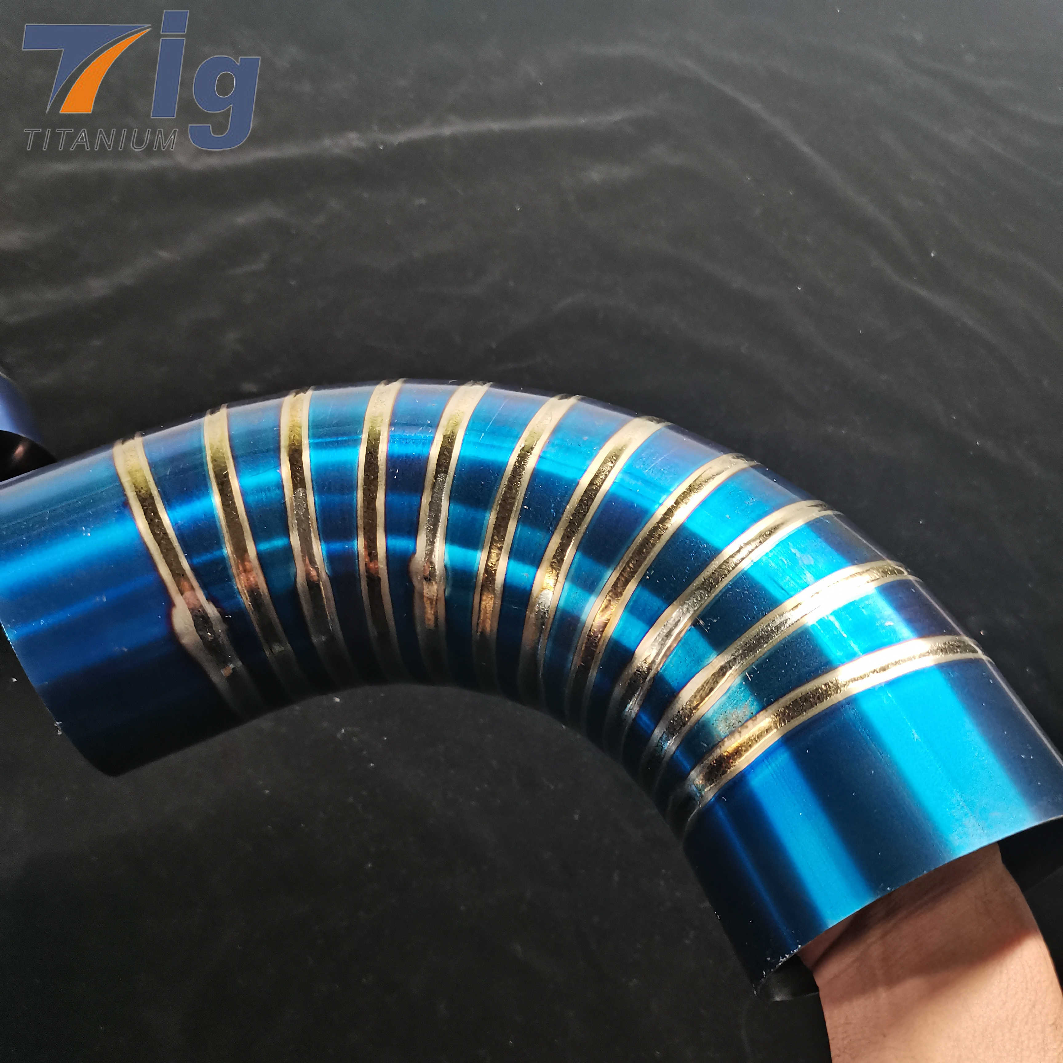 1.75" 3'' 4"( 6pcs 90 Degree bend ) - Lobster burn blue Pie Cut titanium 1.5D Radius Pre-welded Pie Cuts Bends