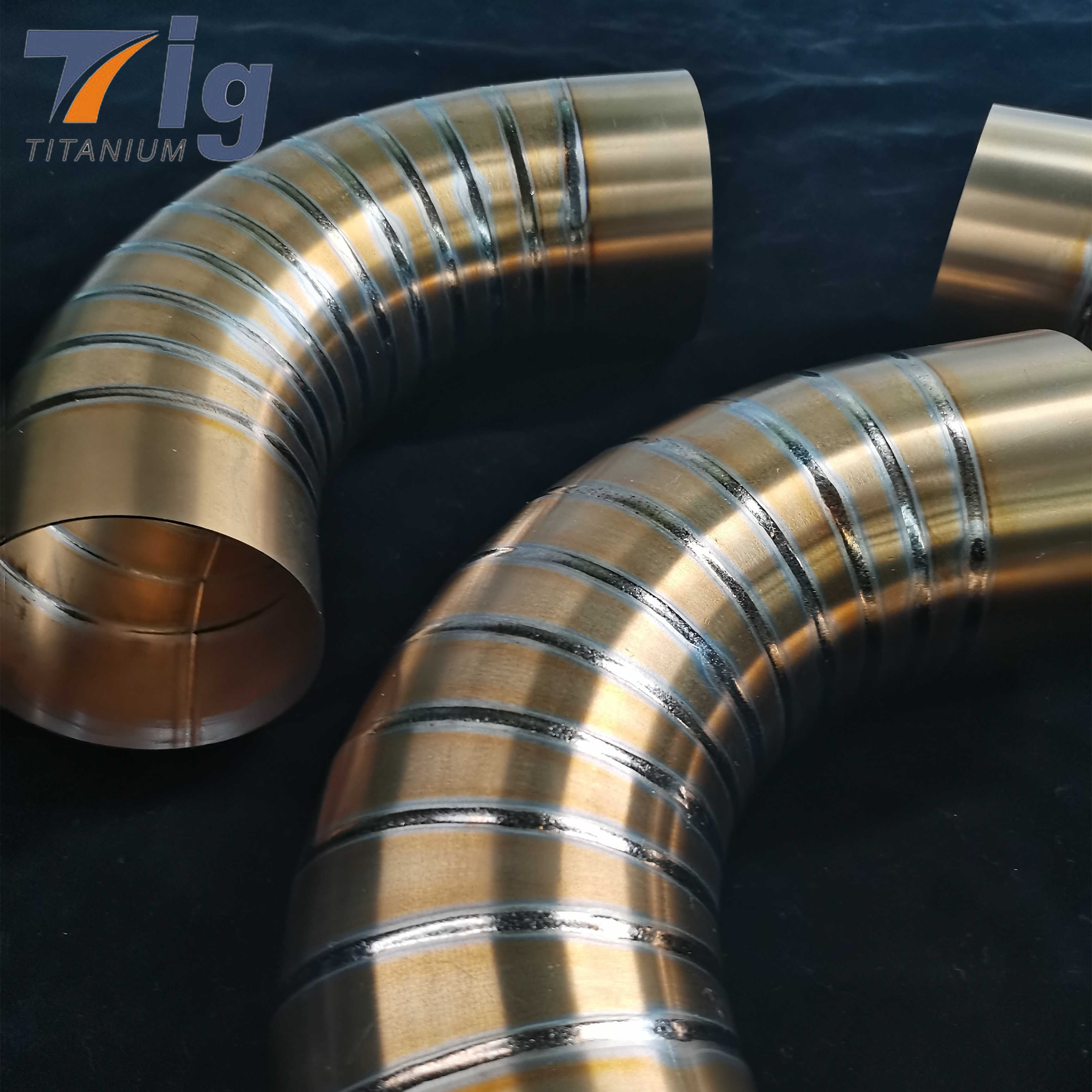 5" 1.2mm Titanium Pre-welded Pie Cuts 1.5D Radius golden Colored (6pcs for 90* bend)