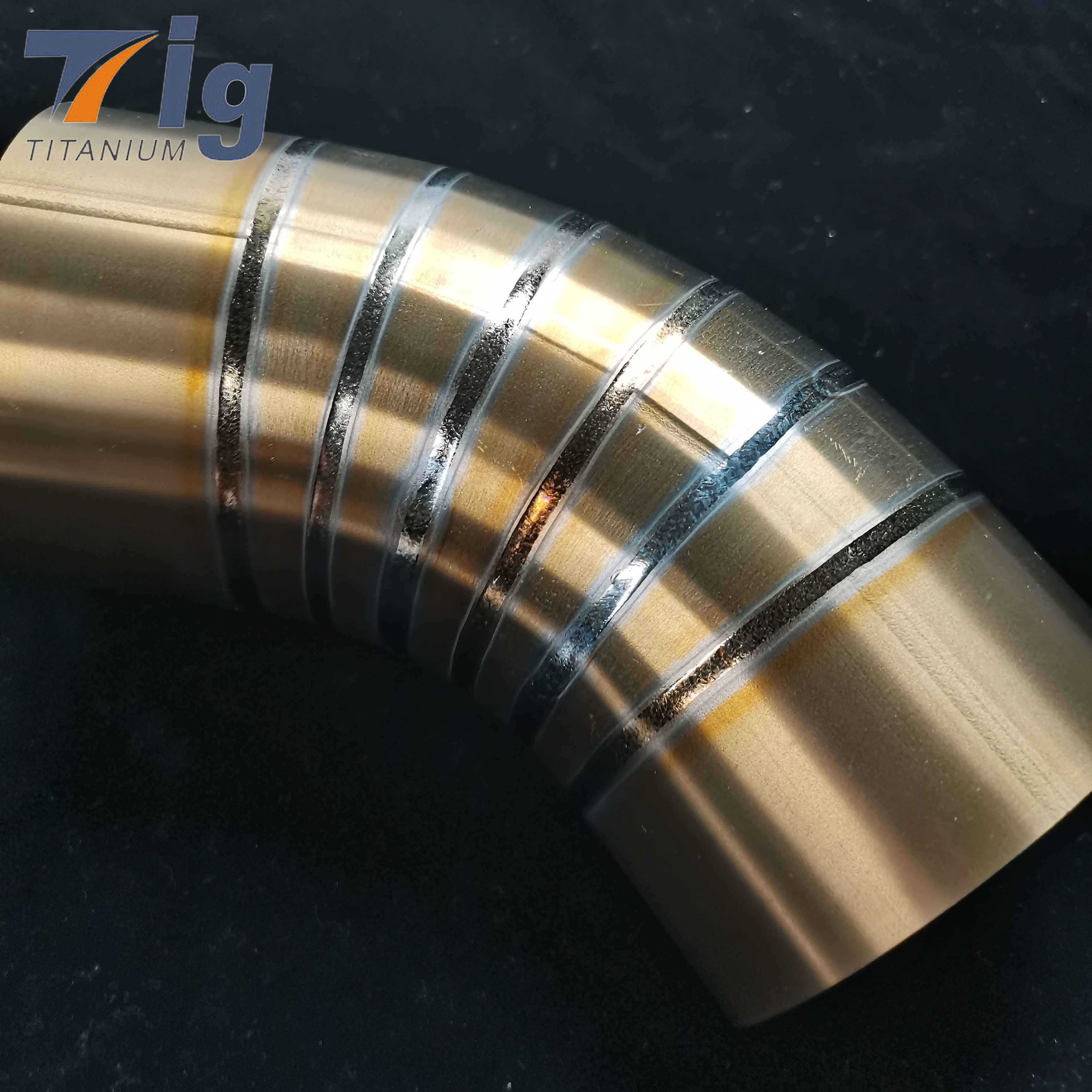 5" 1.2mm Titanium Pre-welded Pie Cuts 1.5D Radius golden Colored (6pcs for 90* bend)