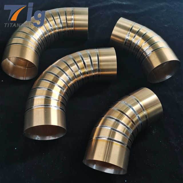 1.75" 3" 4" 1.0mm Titanium Pre-welded Pie Cuts for Exhaust Pipe Cuts 1.5D Radius golden Colored