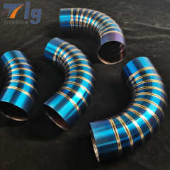 1.75" 3'' 4"( 6pcs 90 Degree bend ) - Lobster burn blue Pie Cut titanium 1.5D Radius Pre-welded Pie Cuts Bends