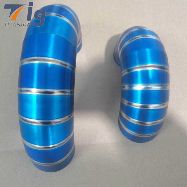 5" 1.2mm Titanium 1D Radius Lobster burning blue Pie Cut Bend - 6pcs 90 Degree Pre-welded