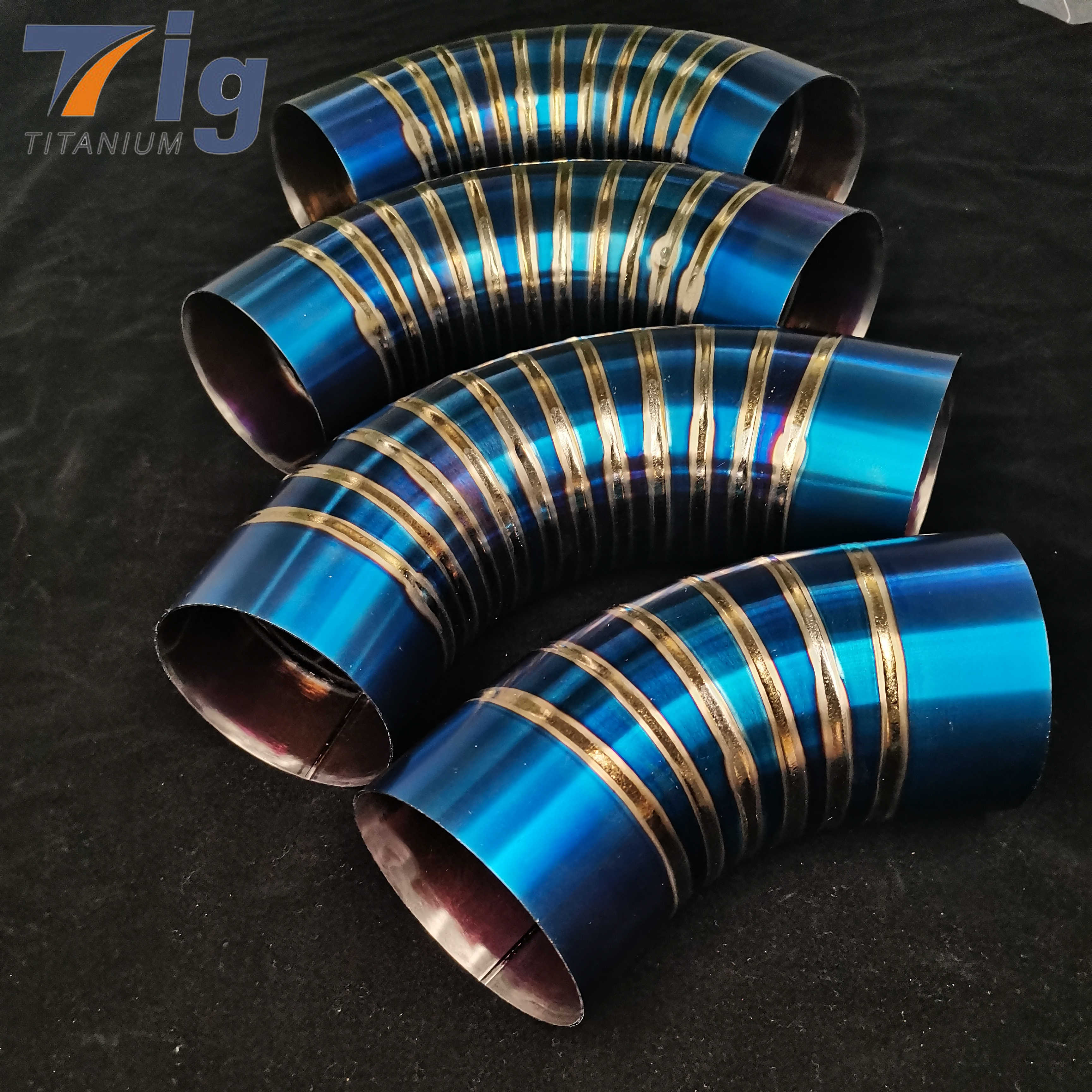 Lobster burn blue Pie Cut welded titanium piecut for wholesale Titanium Pre-welded Pie Cuts Bend - 1.75" 3'' 4"( 6pcs 90 Degree elbow )