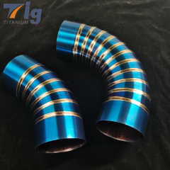 1.75" 3'' 4"( 6pcs 90 Degree bend ) - Lobster burn blue Pie Cut titanium 1.5D Radius Pre-welded Pie Cuts Bends
