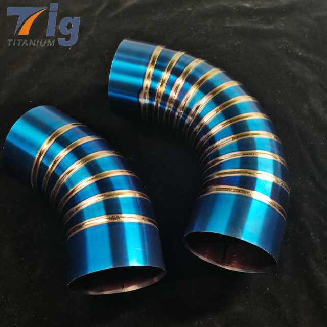 1.75" 3'' 4"( 6pcs 90 Degree bend ) - Lobster burn blue Pie Cut titanium 1.5D Radius Pre-welded Pie Cuts Bends