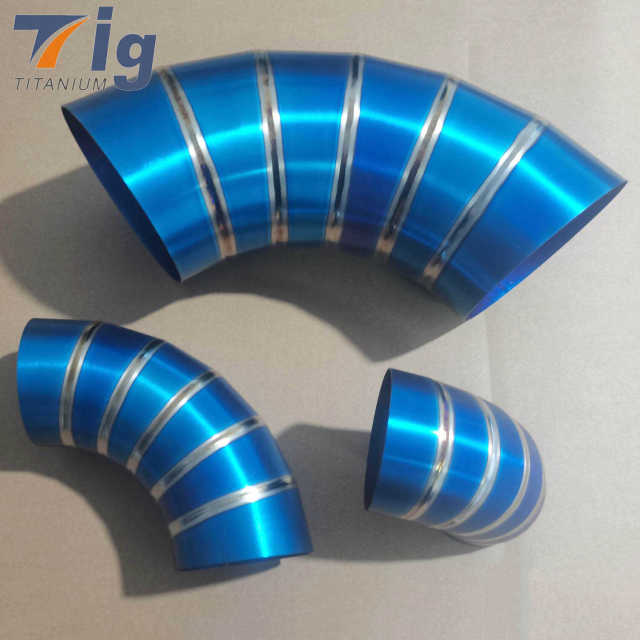 5" 1.2mm Titanium 1D Radius Lobster burning blue Pie Cut Bend - 6pcs 90 Degree Pre-welded