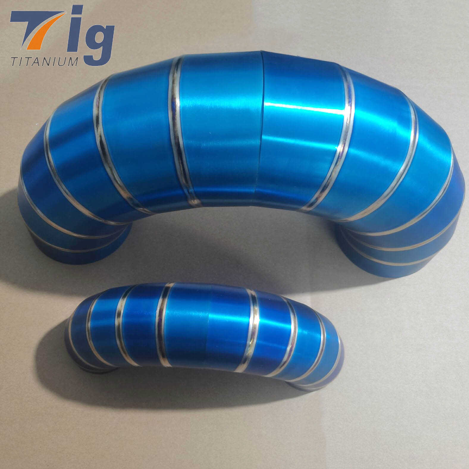5" 1.2mm Titanium 1D Radius Lobster burning blue Pie Cut Bend - 6pcs 90 Degree Pre-welded