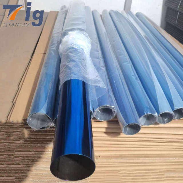 1.75" 3" 4" 1.0 mm Wall Titanium Straights Pipe blue colored 12'' Long