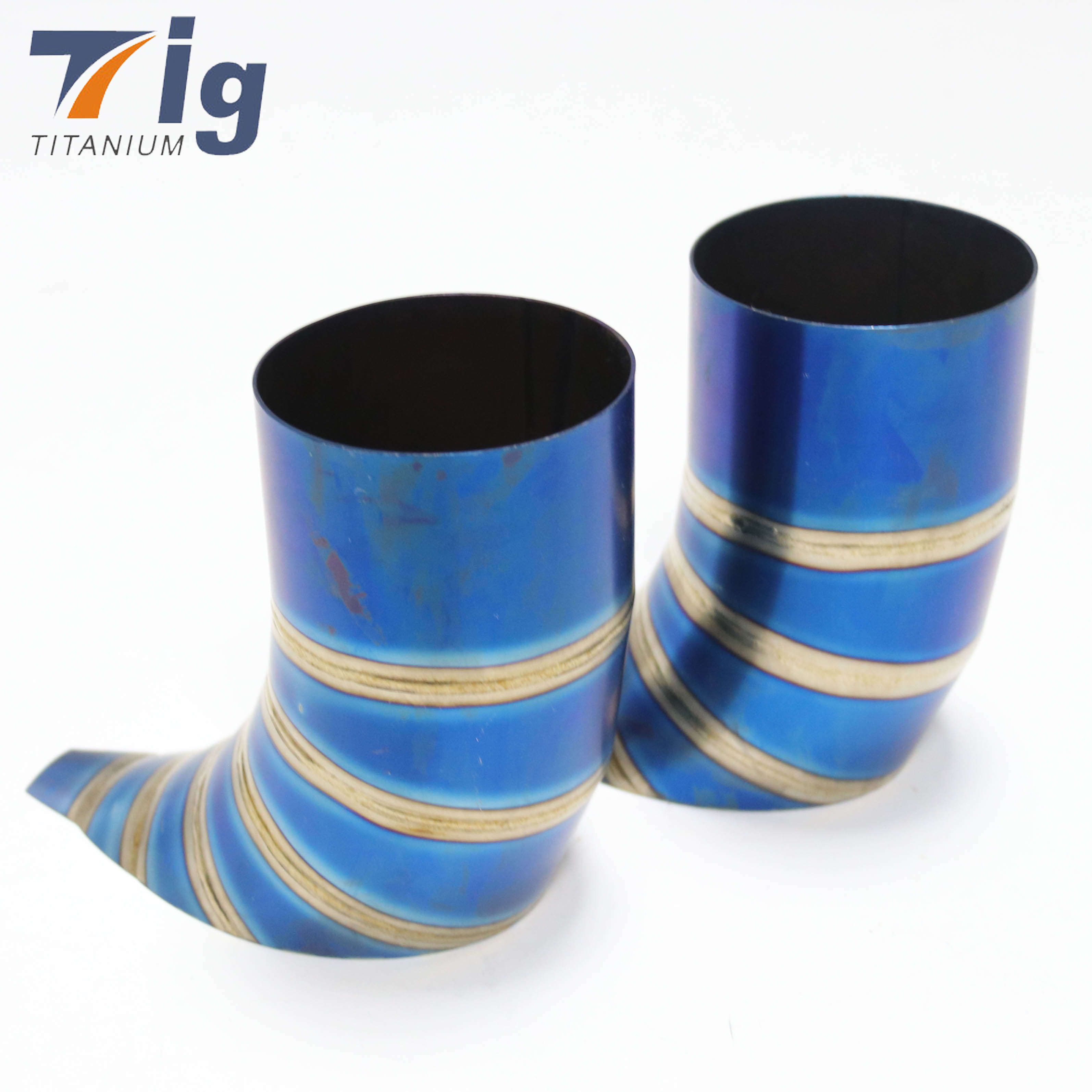 Titanium Brushed tear drop cut 2" 2.5" 3" 4" blue burnt 1.5D 1.0mm