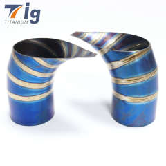 5" 1.2mm tear drop cut brushed Titanium 1.5D DIY lobster titanium degree blue burnt pie cut elbow tear drop exhaust tip