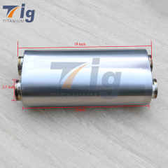 2.5" Inlet / 2.5" Dual Outlet Titanium Oval Muffler 19" OAL - Polished Finish