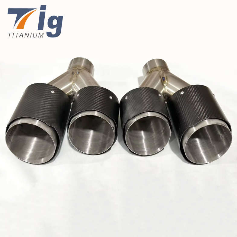 Pair Fit for Akrapovic Real Carbon Fiber Car Exhaust Tip Dual Pipes End