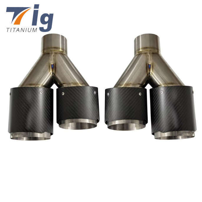 Pair Fit for Akrapovic Real Carbon Fiber Car Exhaust Tip Dual Pipes End