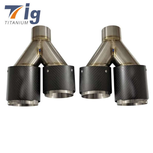 Pair Fit for Akrapovic Real Carbon Fiber Car Exhaust Tip Dual Pipes End