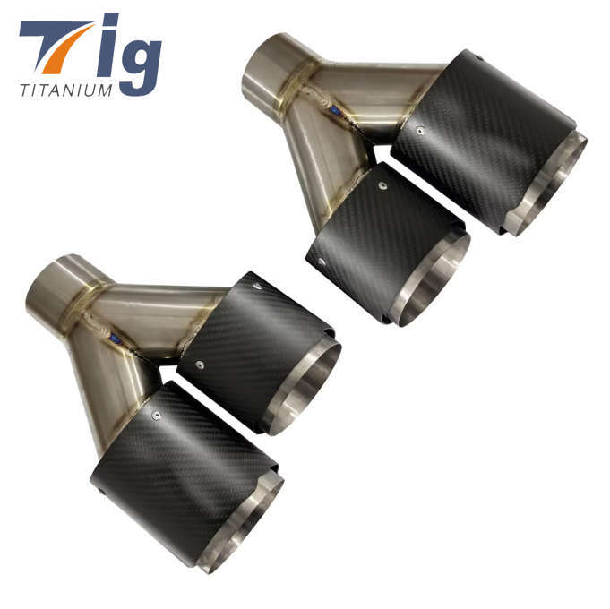 Pair Fit for Akrapovic Real Carbon Fiber Car Exhaust Tip Dual Pipes End