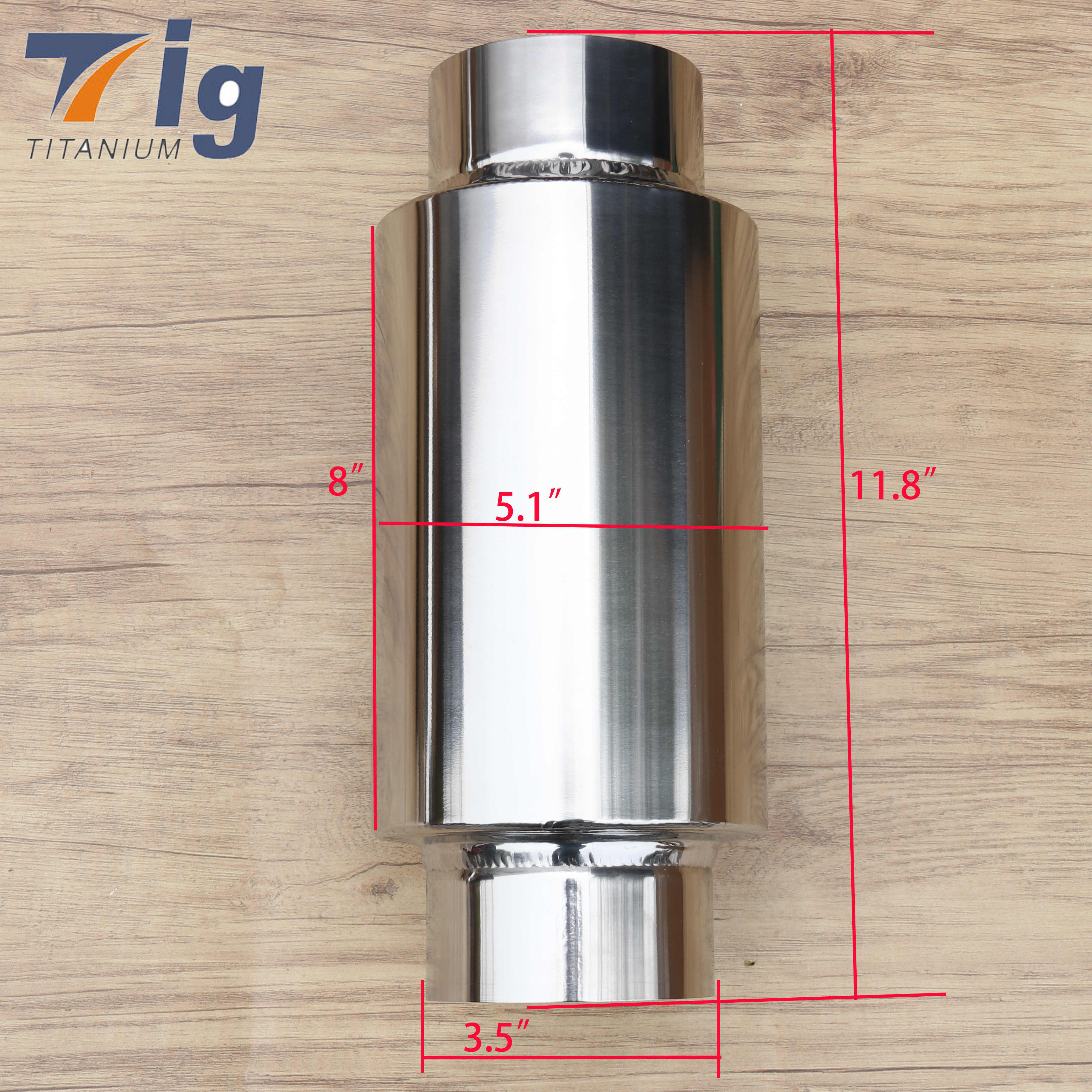 2.5" inlet / outlet Titanium Racing Resonator Exhaust Muffler