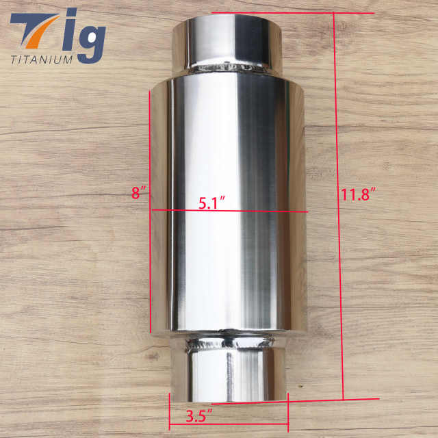 Titanium Round Universal Mufflers with Exhaust Tip 3 inch inlet 3 inch outlet