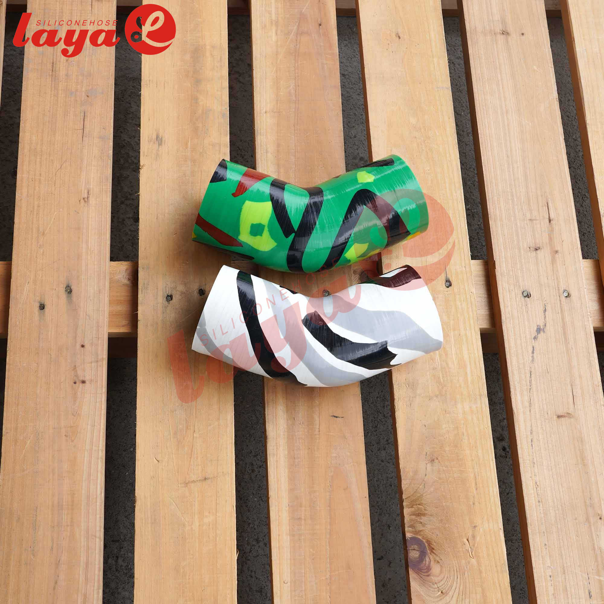 45 degree elbow hose 102+102mm leg length 5mm thickness snow camo and woodland camo