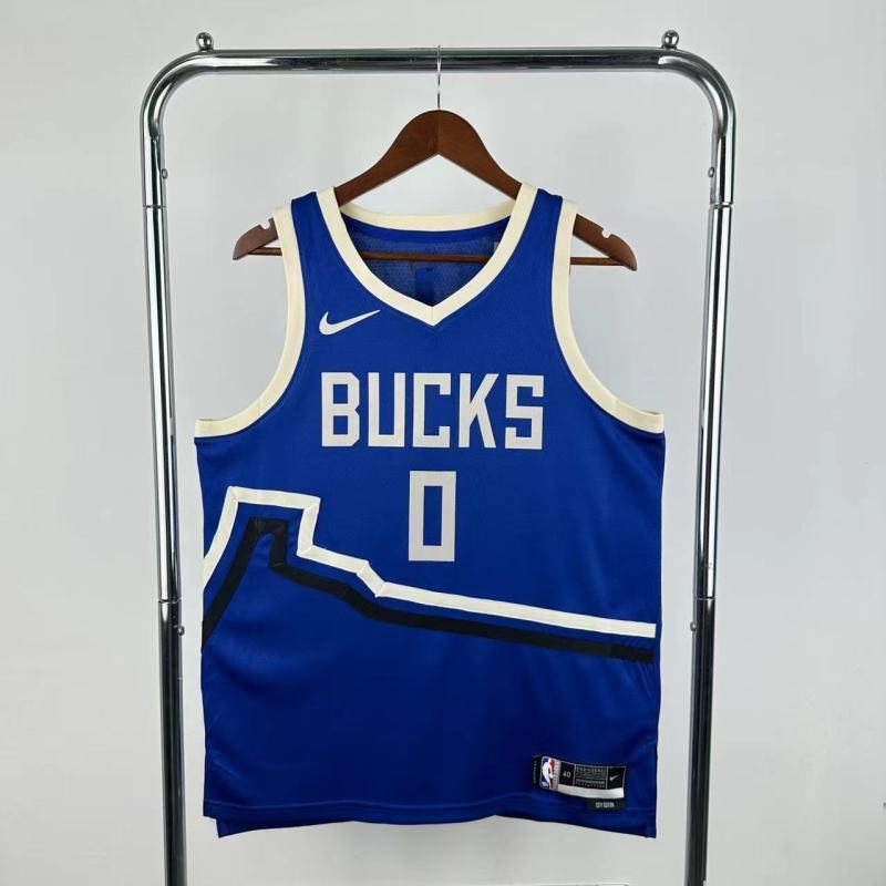2025 NBA Milwaukee Bucks 0 LILLARD Basketball Jersey