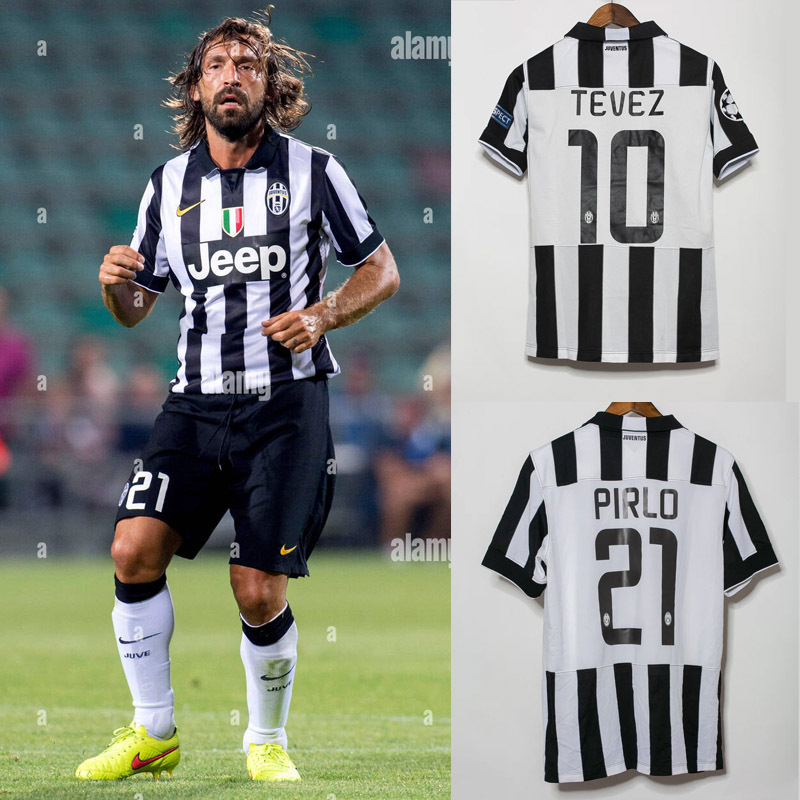 Retro 2014-15 Juventus Home Retro PIRLO TEVEZ POGBA Football jersey