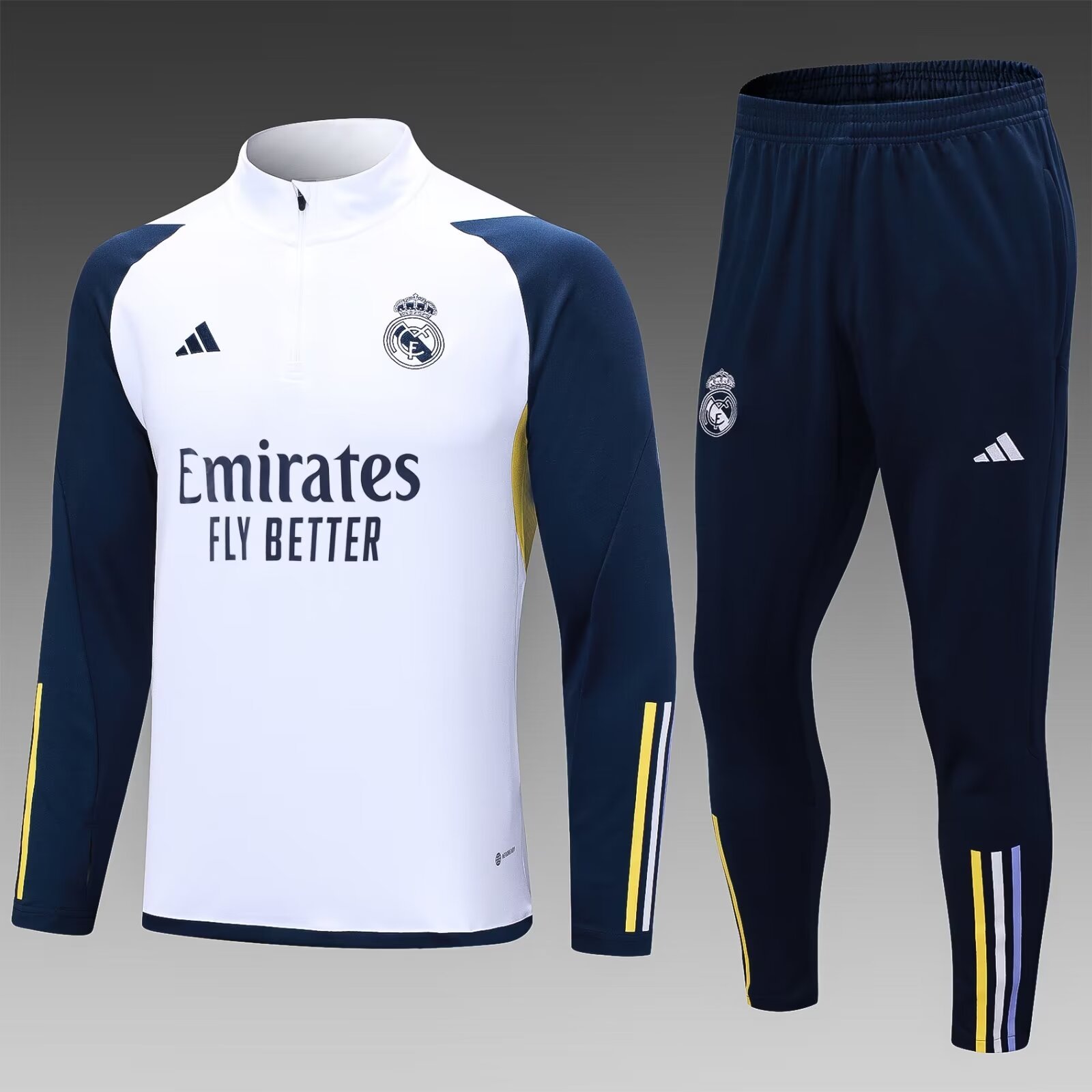 2023/2024 Real Madrid half-pull training uniform white suit 1:1 Thai quality suit