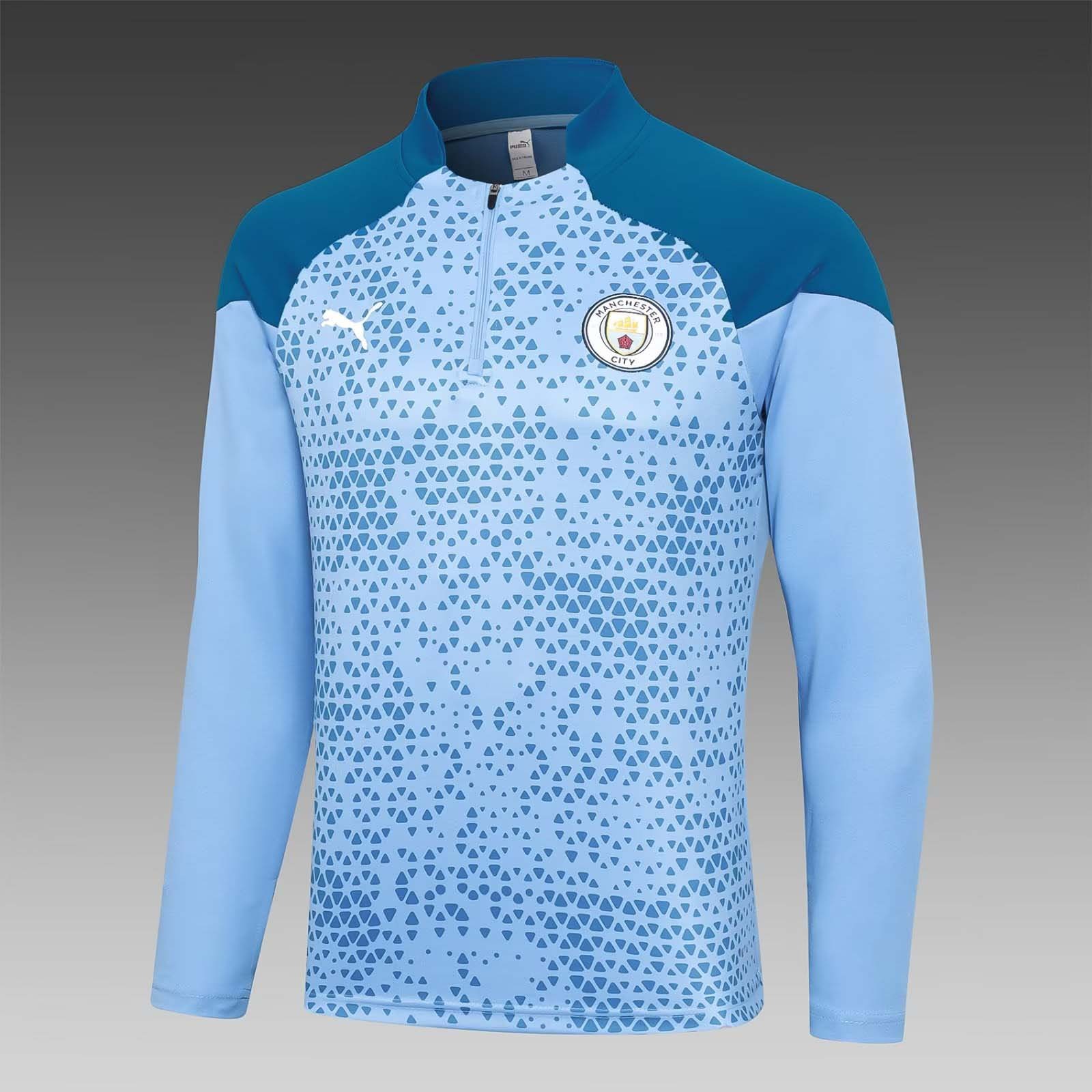 2023/2024 Manchester City Half-Pull Training Suit blue Football Shirt 1:1 Thai Quality Set