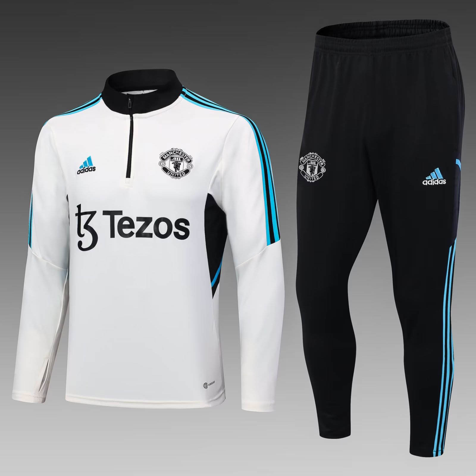 2023/2024 Manchester United Half-Pull Training Suit Off-White Football Shirt 1:1 Thai Quality Set