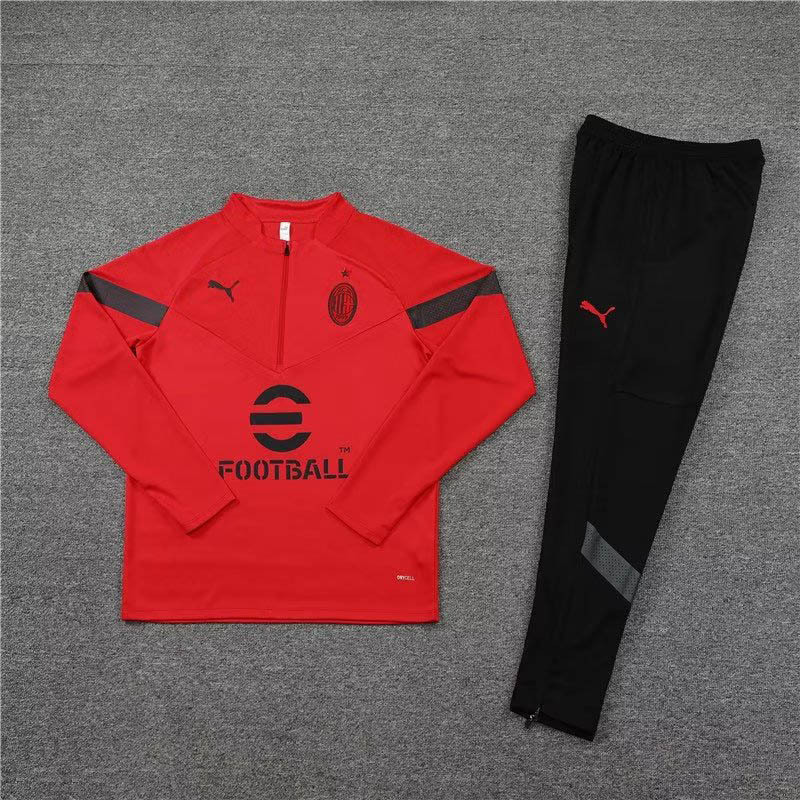 2022/2023 AC Milan Half-Pull Training Suit Red Soccer Jersey 1:1 Thai Quality Set