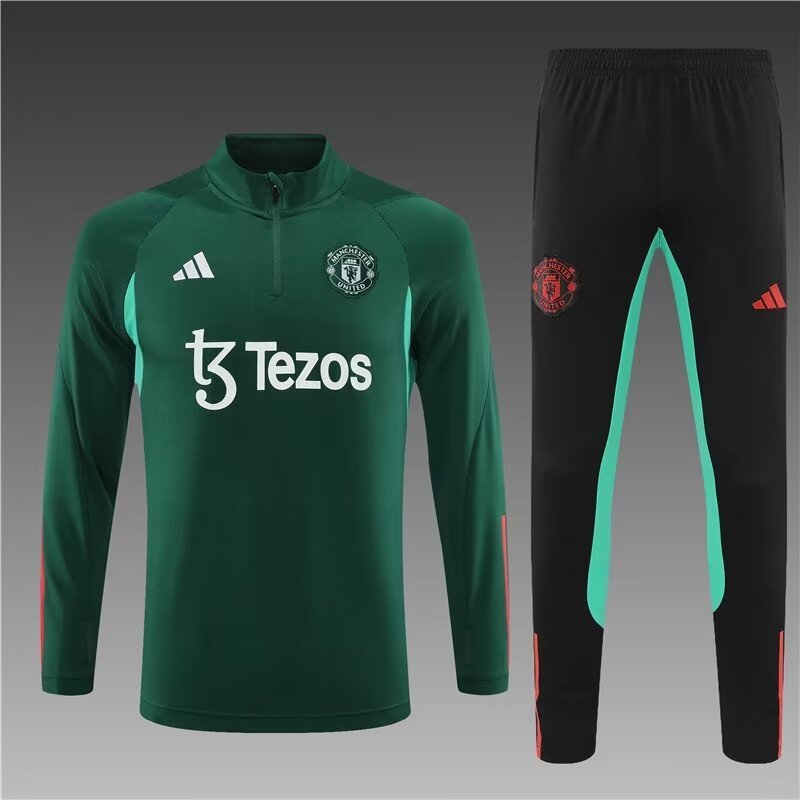 2023/2024 Manchester United half-pull training suit dark green football shirt