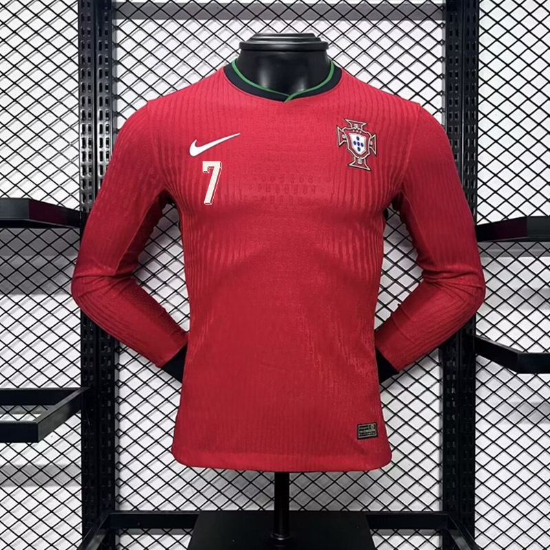 Portugal 2024-25 Euro Home Long Sleeves Jersey -Player Versi RONALDO BERNARDO G. RAMOS B.FERNANDES PEPE R. LEÃO Football jersey