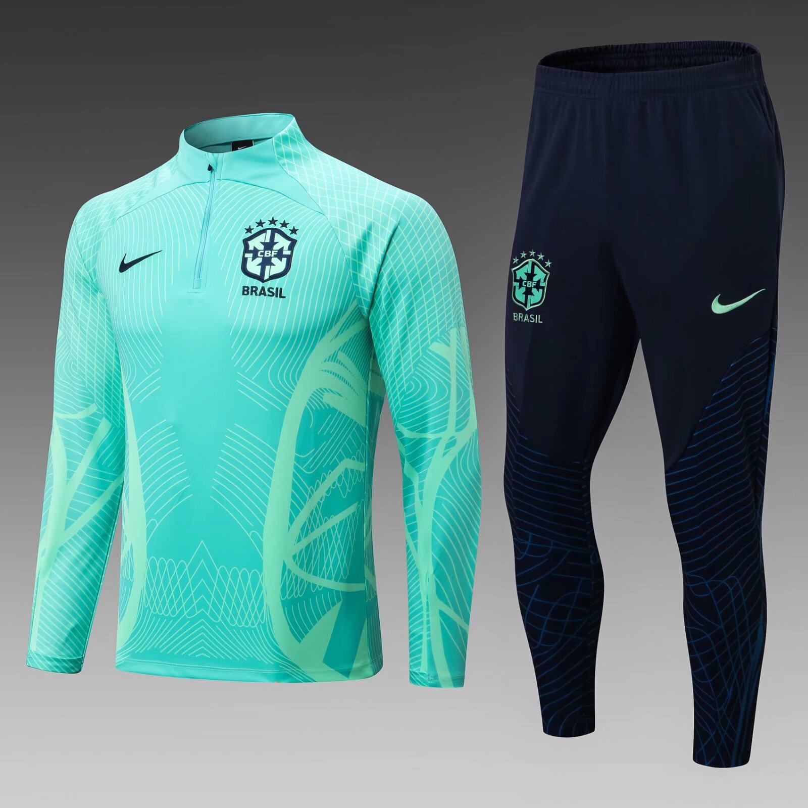 2022/2023 Brazilian half-pull training suit blue suit 1:1 Thai quality suit
