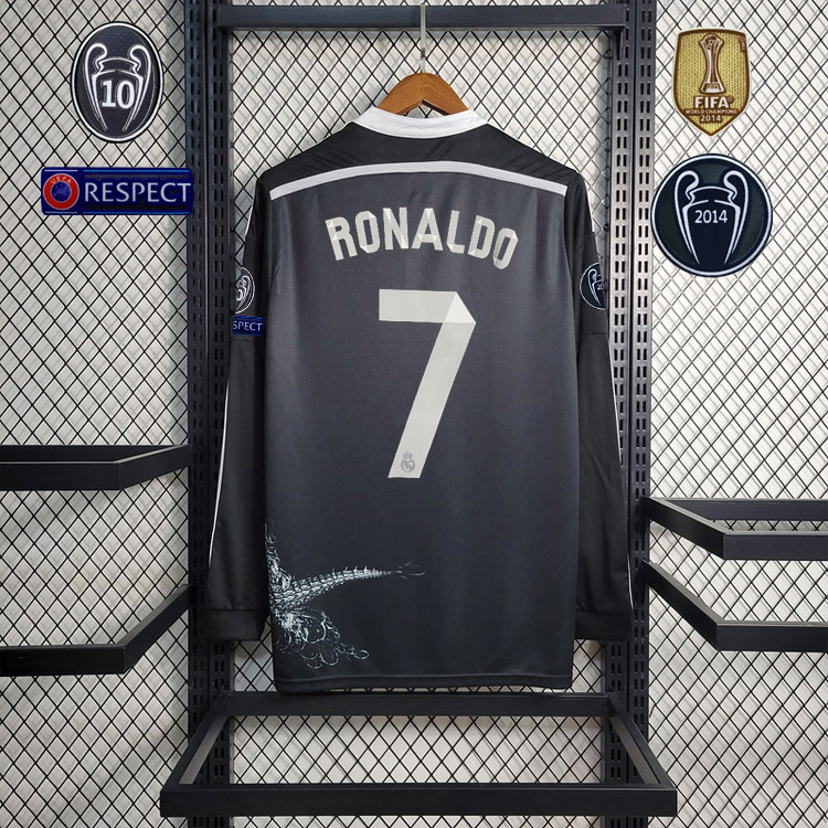 Retro 2014-15 season Real Madrid second guest  RONALDO Benzema Bale Sergio Ramos Alonso Di Maria Modric Football jersey retro