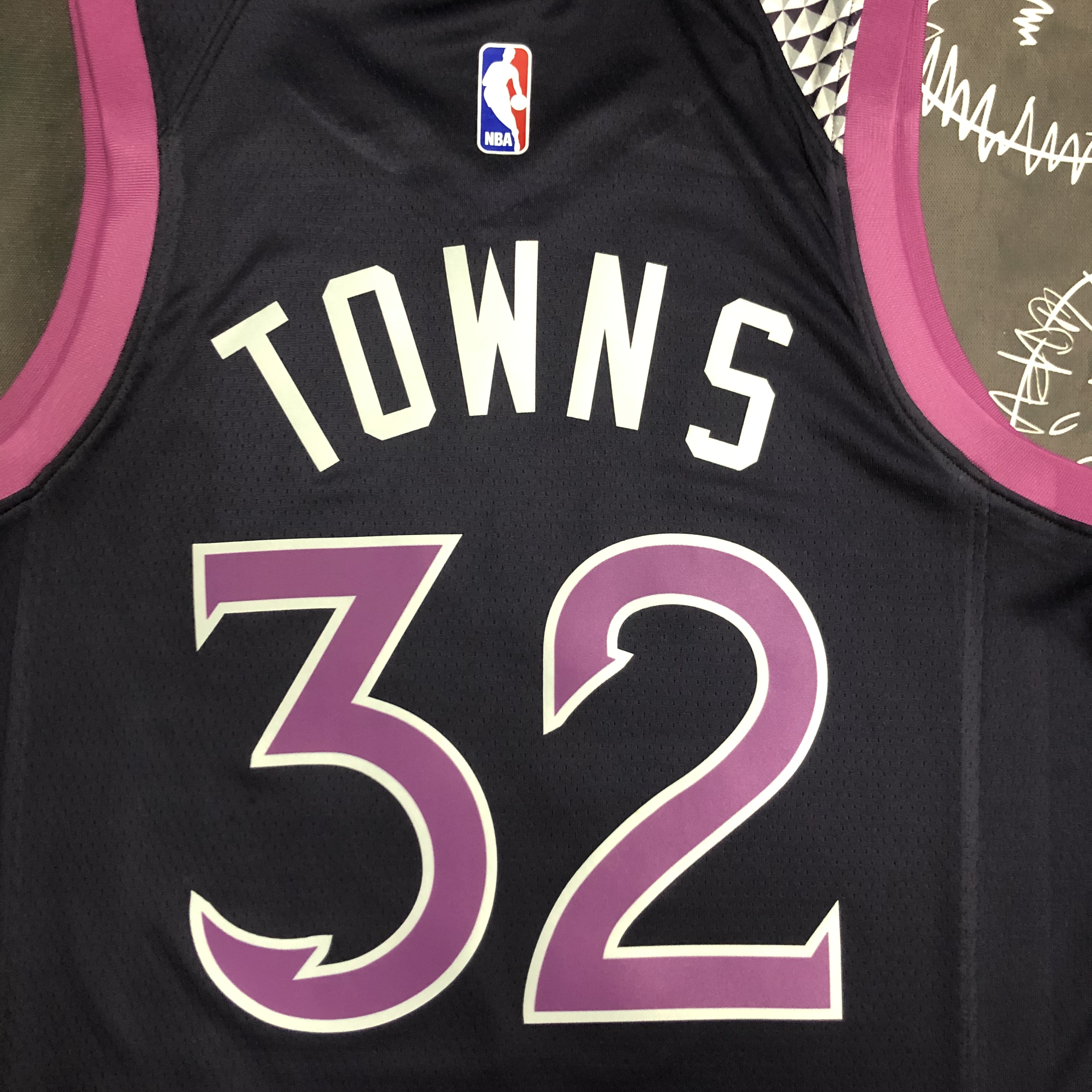 Minnesota Timberwolves Black Purple 32 Towns