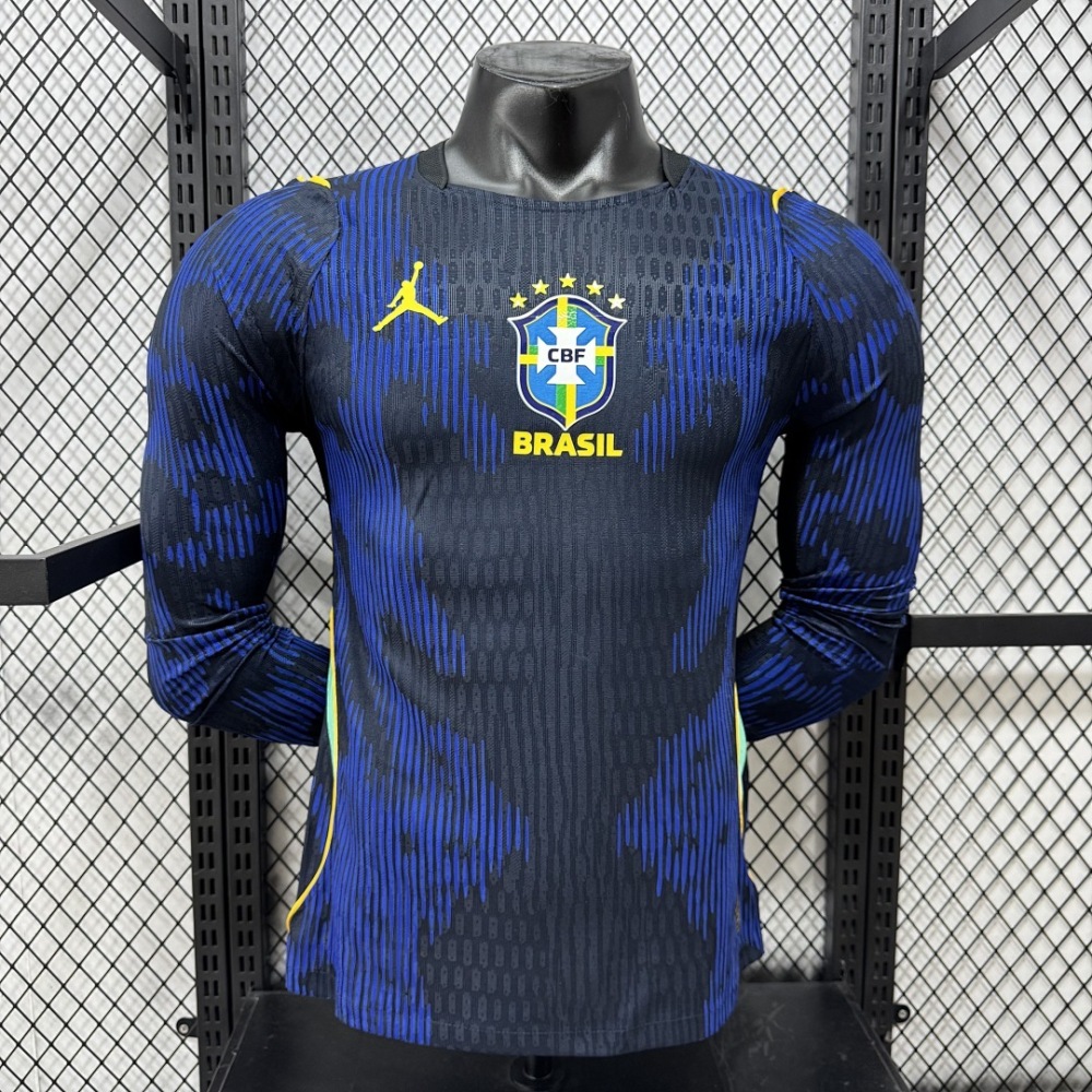 Player 2026 Brazil Away Long sleeves Football jersey