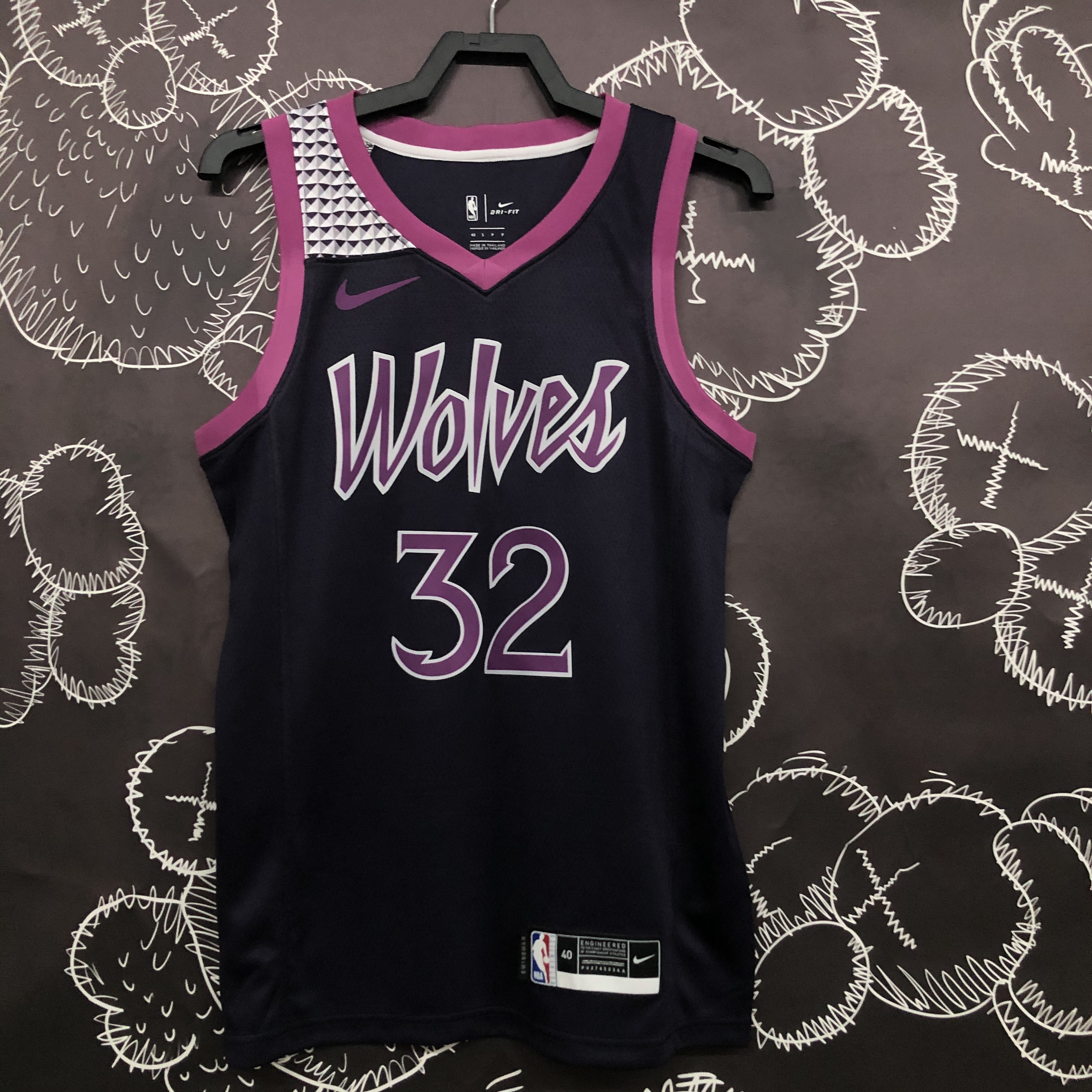 Minnesota Timberwolves Black Purple 32 Towns