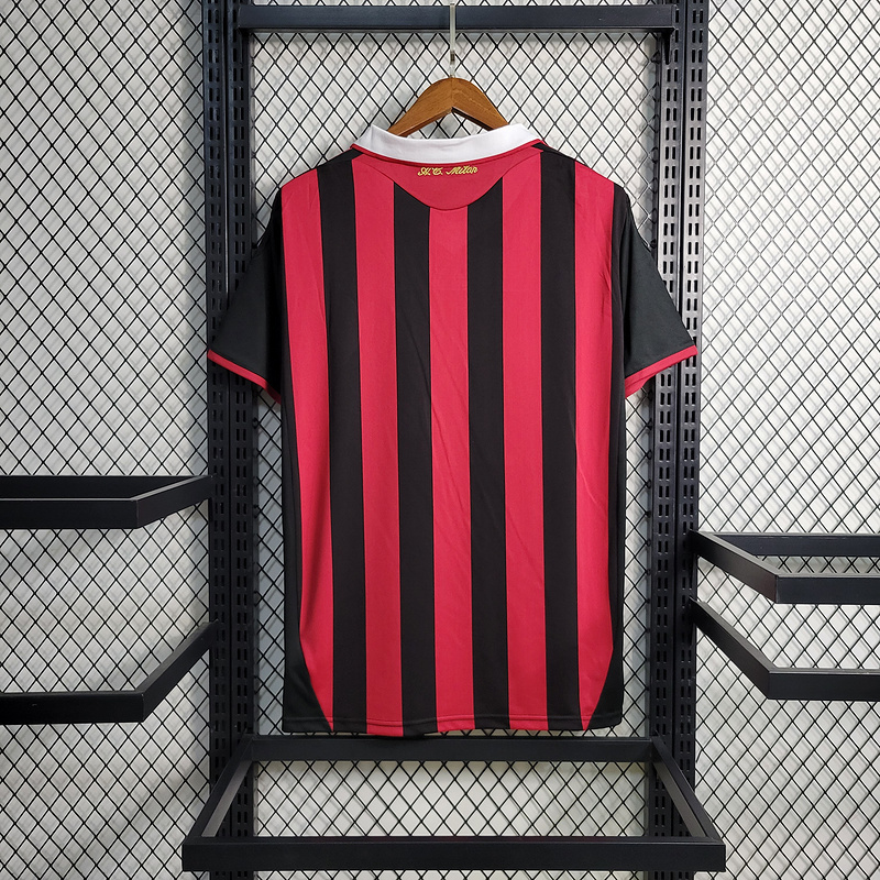 Retro 2009-10 AC Milan Home ZAMBROTTA KAKA MALDINI RONALDINHO BECKHAM ELSHAARAWY PIRLO Football jersey retro