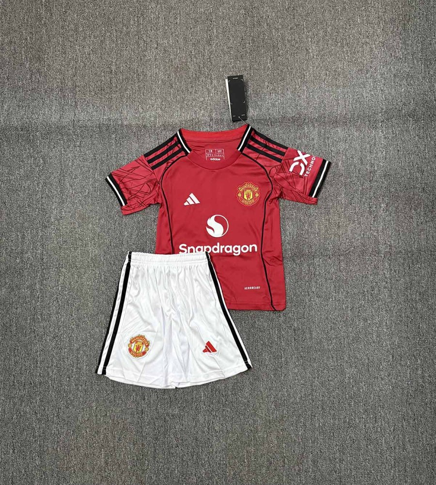 2025-26 Manchester United Home Kids Kit