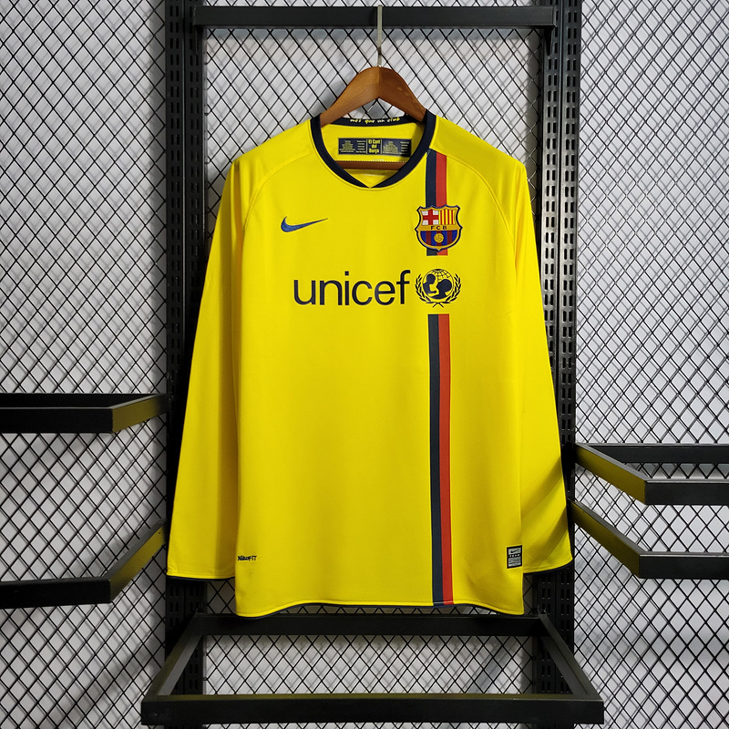 Retro 2008-09 Barcelona Away Long Sleeve MESSI PIQUE ETO'O XAVI A.INISTA ETO'O HENRY  Football jersey retro