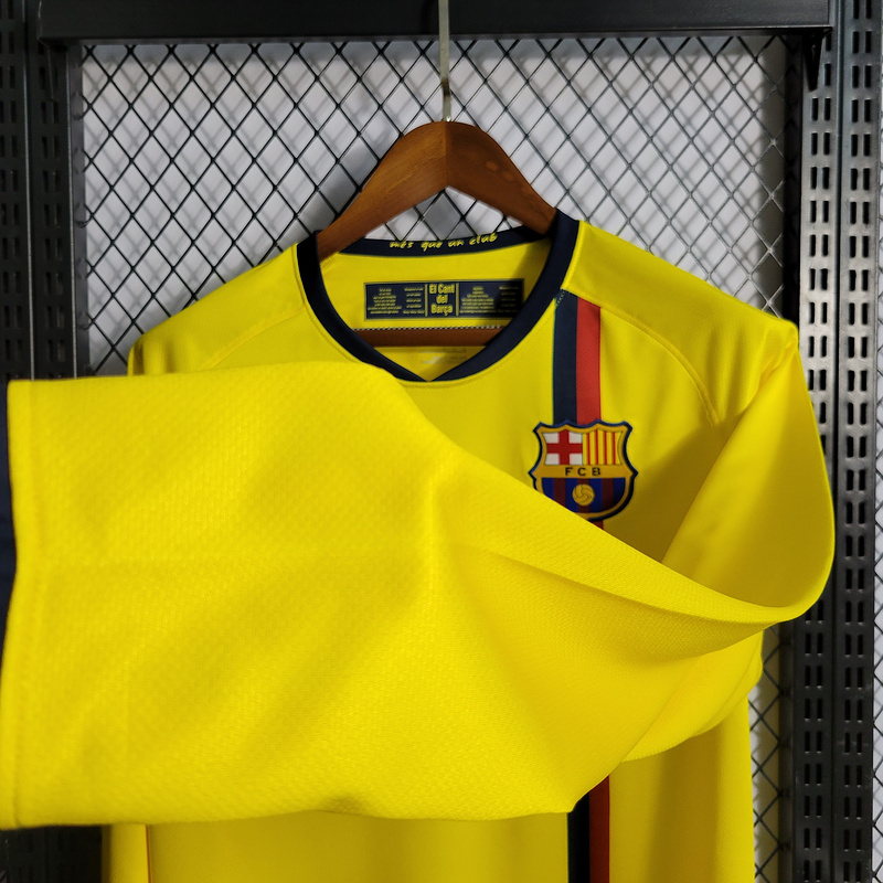 Retro 2008-09 Barcelona Away Long Sleeve MESSI PIQUE ETO'O XAVI A.INISTA ETO'O HENRY  Football jersey retro