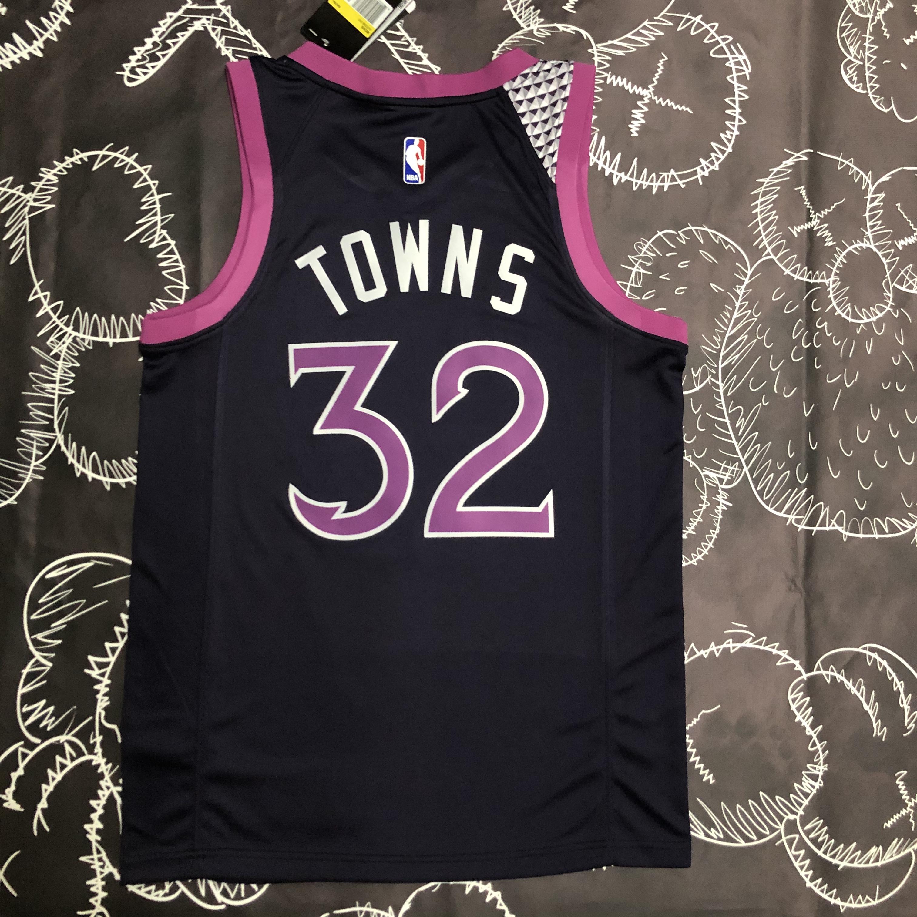 Minnesota Timberwolves Black Purple 32 Towns