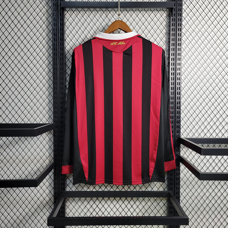 Retro Long Sleeve 2009-10 AC Milan Home ZAMBROTTA KAKA MALDINI RONALDINHO BECKHAM ELSHAARAWY PIRLO Football jersey retro